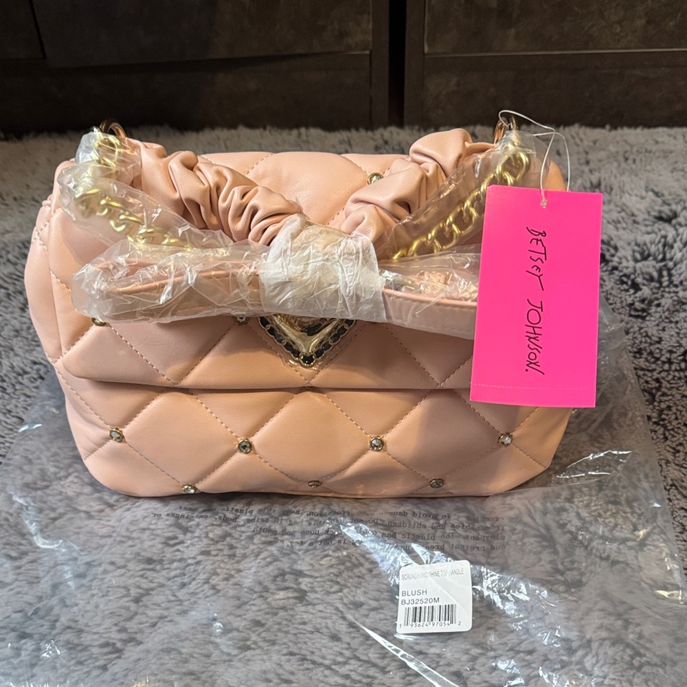 Betsy Johnson Blush Scrunch & Shine Top Handle/Crossbody Women's Bag